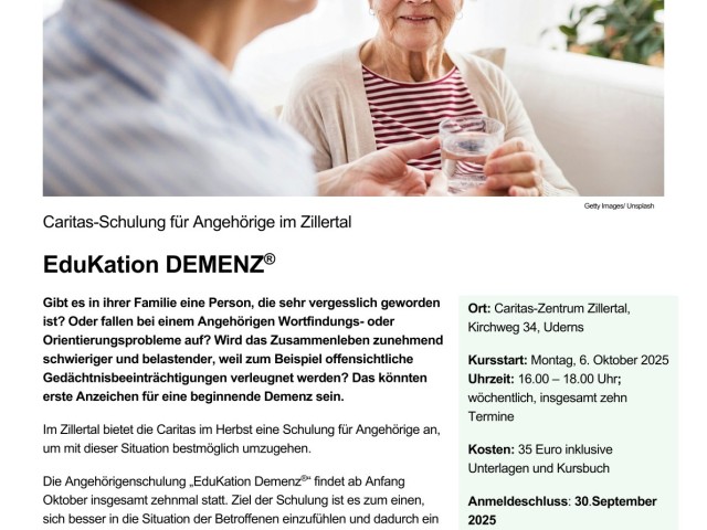 Caritas-Schulung für Angehörige Demenz