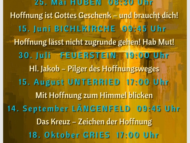 Orte der Hoffnung - Mai bis November