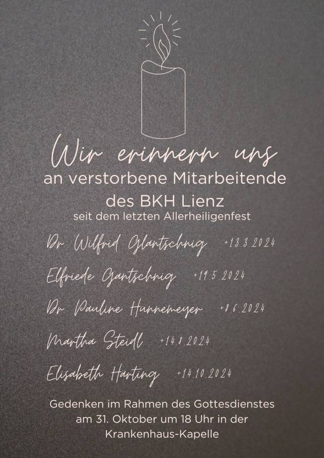 Gedenken an verstorbene Mitarbeitende des BKH Lienz
