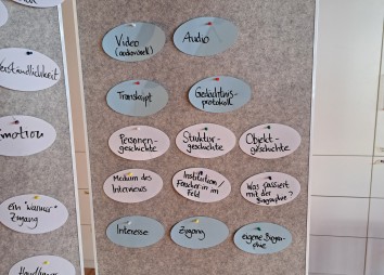 Biografieworkshop_Schlagworte zum Thema Vermittlungsarbeit mit Biografien, Foto:Tuğba Şababoğlu