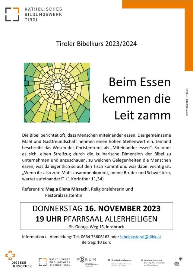 DO, 16.11.2023 - 19:00 Uhr - Tiroler Bibelkurs mit Mag. Elena Mizrachi