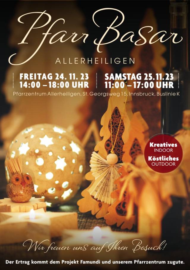 FR 24. und SA 25.11.2023 | Pfarrbasar Allerheiligen - Pfarrzentrum Allerheiligen