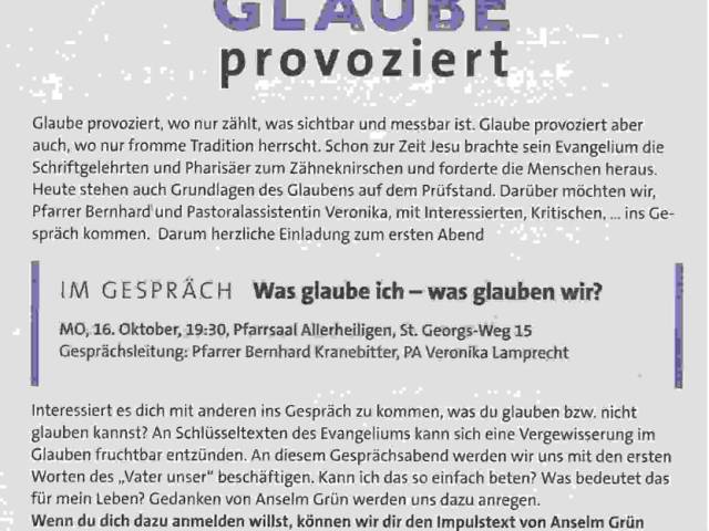 MO, 16.10. 19:30 Glaube provoziert