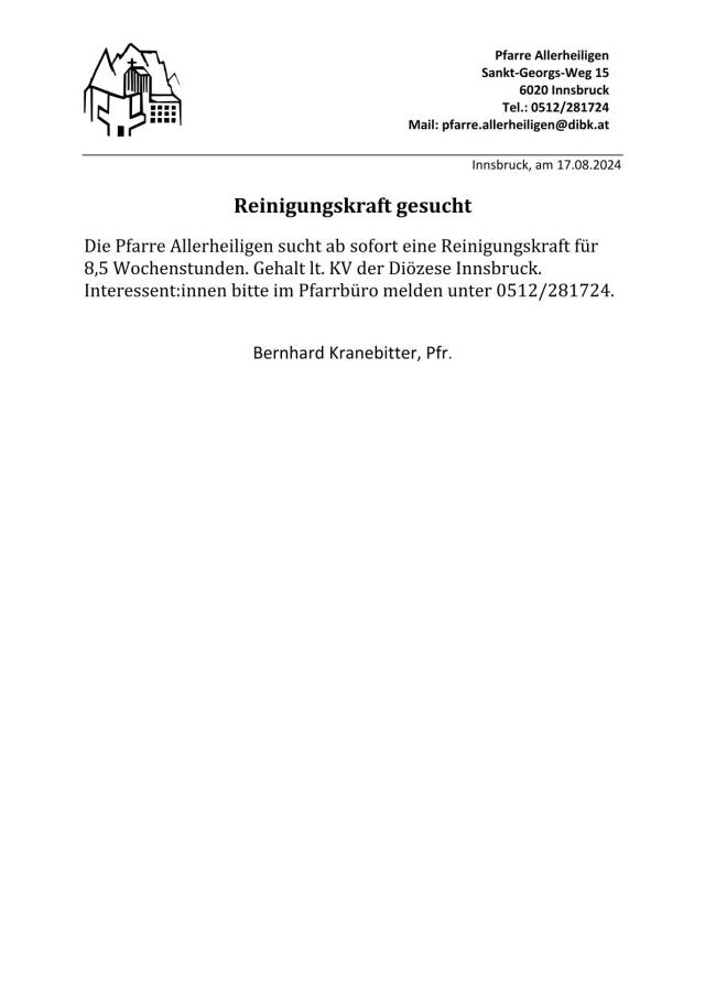 Reinigungskraft gesucht!