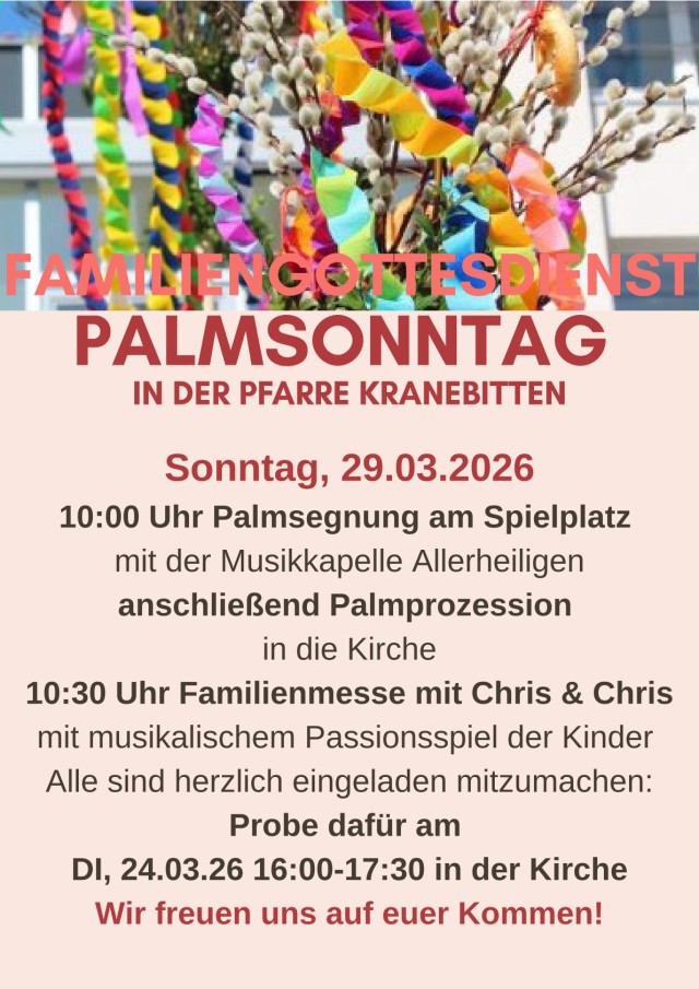 Palmsonntag 10:00 Familiengottes mit Palmsegnung am Spielplatz
