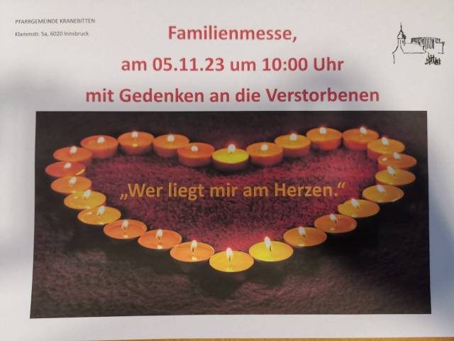 SO, 05.11.2023 - Familiengottesdienst mit Gedenken der Verstorbenen seit Nov. 22