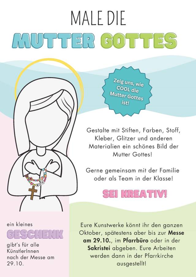 Kinder zeichnen, malen, basteln … die Mutter Gottes